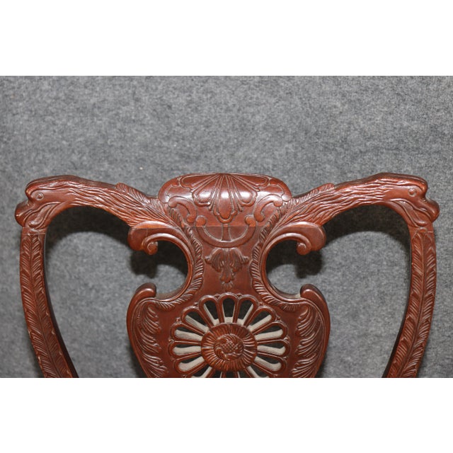 Traditional Pair Reticulated Carved Walnut Georgian Style Ball and Claw Foot Side Chairs For Sale - Image 3 of 10