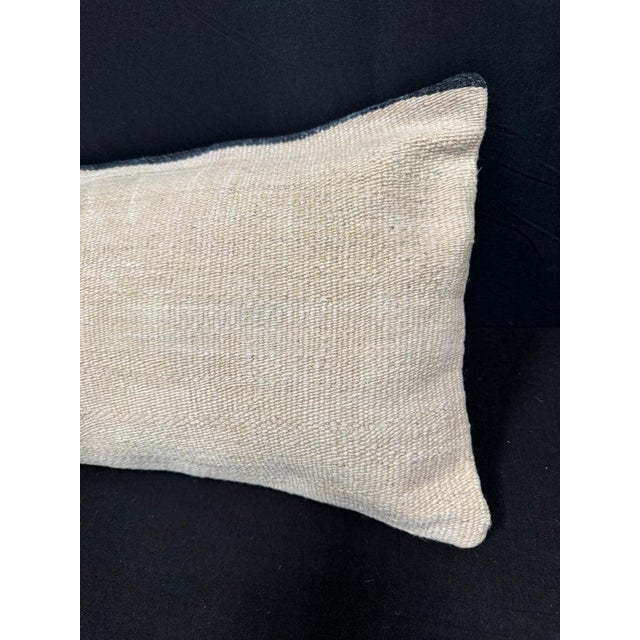 Turkish Hemp Pillow Cushion Natural Beige Black Cushion Cover 14x40 For Sale - Image 4 of 4