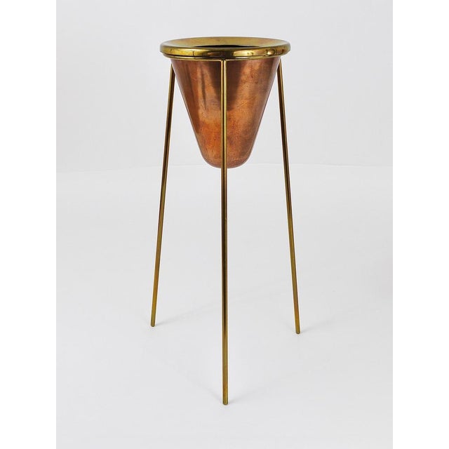 Copper & Brass Tripod Floor Ashtray attributed to Carl Auböck, Austria, 1950s For Sale - Image 11 of 18