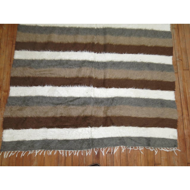 Sirt Vintage Turkish Striped Mohair Rug For Sale - Image 4 of 6