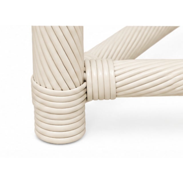 Mid 20th Century Vintage Pencil Reed Rattan Console Table With Glass Top For Sale - Image 5 of 7