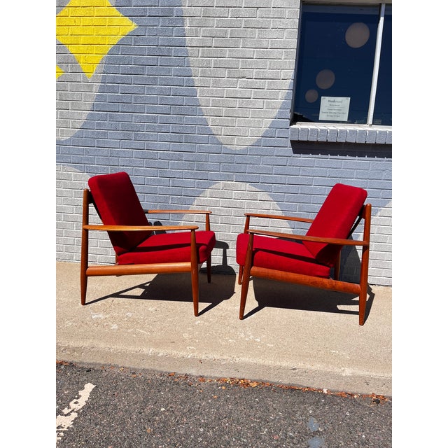 Wood Grete Jalk for France & Son Teak Lounge Chairs, Pair, Denmark, 1960s For Sale - Image 7 of 12