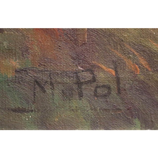 Early 20th Century Mid-Century French Stag Hunt Oil Painting in Carved Frame Signed M. Pol For Sale - Image 4 of 11