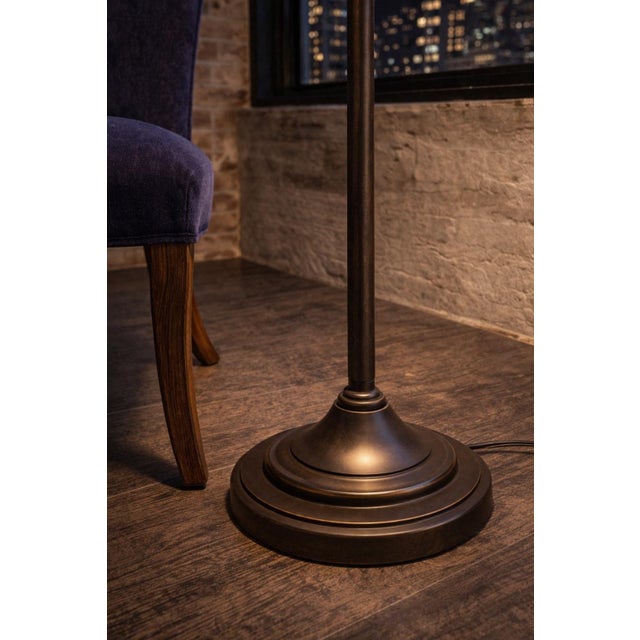 Late 20th Century Late 20th Century Adjustable Brass Crane Arm Floor Lamps — Directional Swivel Heads, Height-Adjustable Columns (54”) - a Pair For Sale - Image 5 of 9