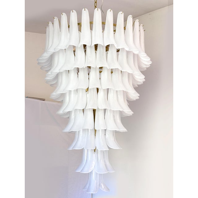 Luxury and and elegant frosted “SELLE” Murano glass chandlier. Transparent frosted “SELLE” elements in Murano glass poured...
