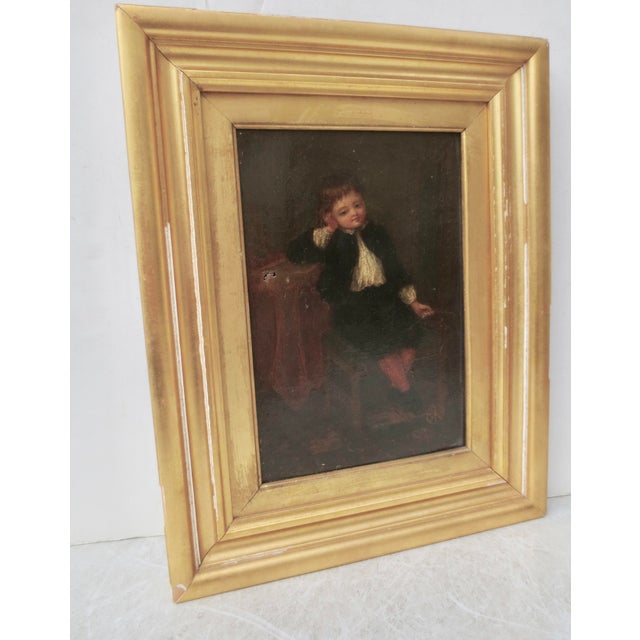 Victorian Painting of a Child Late 19th Oil on Canvas For Sale - Image 3 of 8