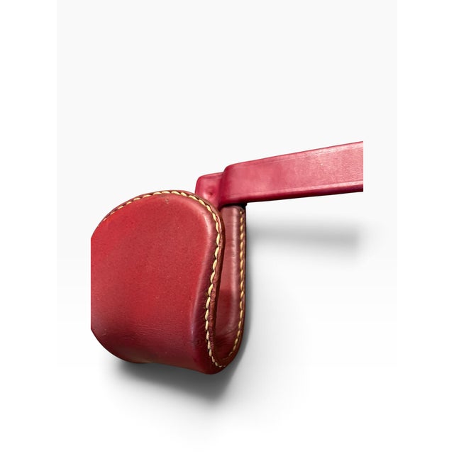 Animal Skin Vintage Stitched Leather Coat Rack by Jacques Adnet, 1950s, Set of 2 For Sale - Image 7 of 9