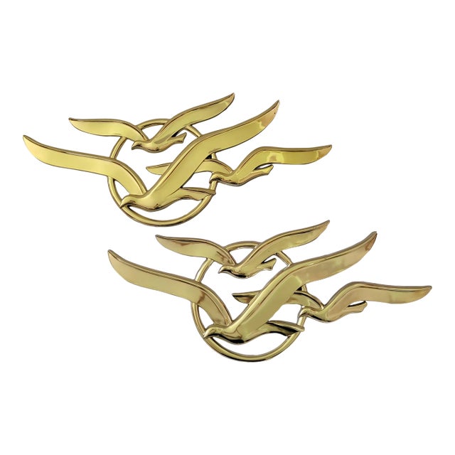 80s Syroco Gilted Flying Bird Wall Art Pair For Sale