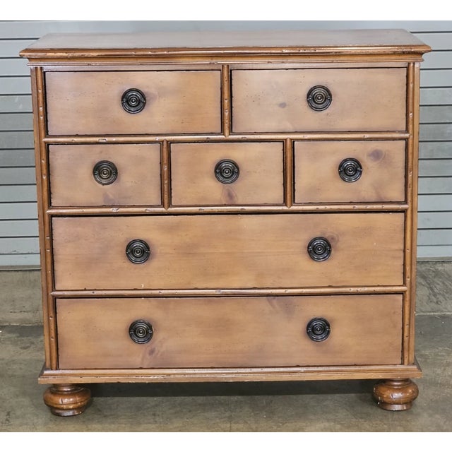 Store Item: Baker Furniture Milling Roads Knotty Pine Chest of Drawers Ebonized Highlights Description: Extremely Well...