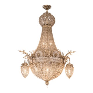 Circa 1980 Artisan Louis XVI Rococo Silver Bronze Chandelier For Sale