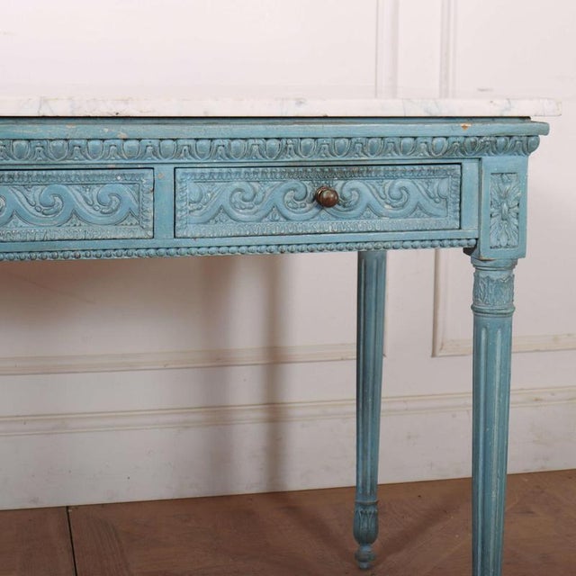 Italian Carved Console Table with Marble Top For Sale - Image 4 of 12
