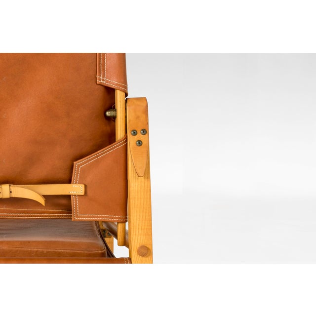 Vintage Safari Lounge Chairs in Cognac Leather by Kaare Klint for Rud Rasmussen, 1960s, Set of 2 For Sale - Image 6 of 7