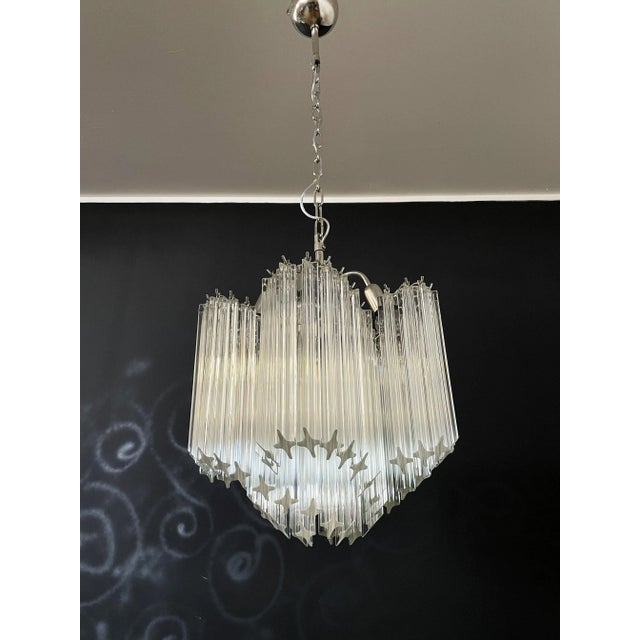 Metal Modern Quadriedri Glass Chandelier, 1980s For Sale - Image 7 of 18