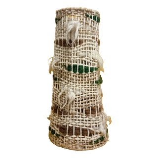 Tall Conical Floor Lamp Shade in Brutalist Wool Weave, 1970s For Sale