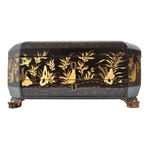 Antique Chinese Export Lacquer Work Sewing Box