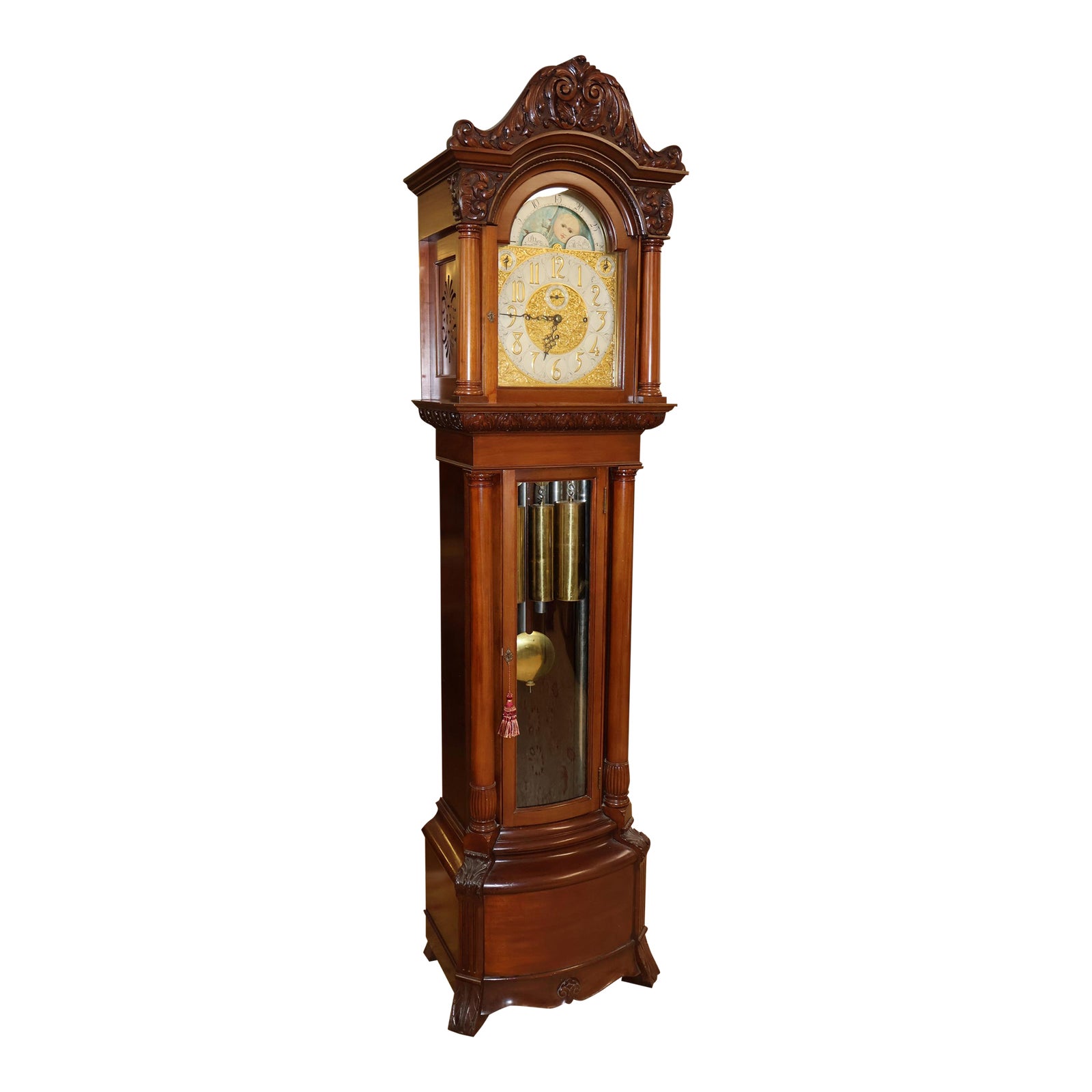 19th Century j.e Caldwell Victorian 9 Tube Mahogany Tall Case