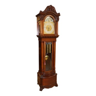 19th Century j.e Caldwell Victorian 9 Tube Mahogany Tall Case Grandfather Clock For Sale