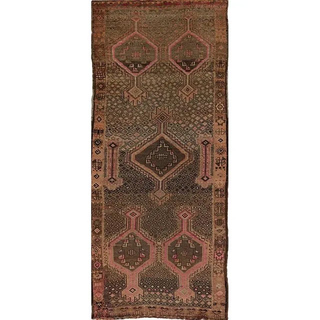 1950’s Distressed Persian Shiraz Area Rug - 4'2”x10’3" For Sale - Image 9 of 10