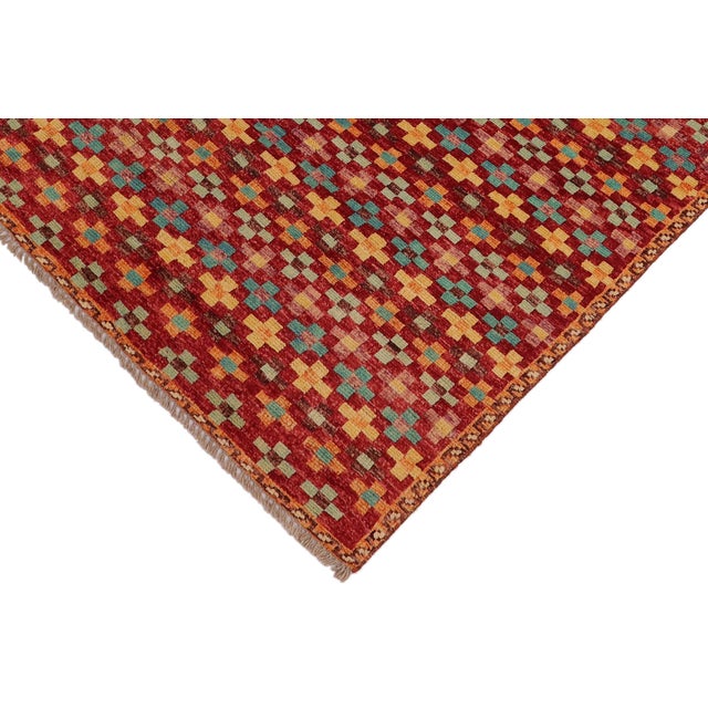 Modern Balochi Red/Blue Wool Rug - 3'3''x5'0'' For Sale - Image 4 of 11