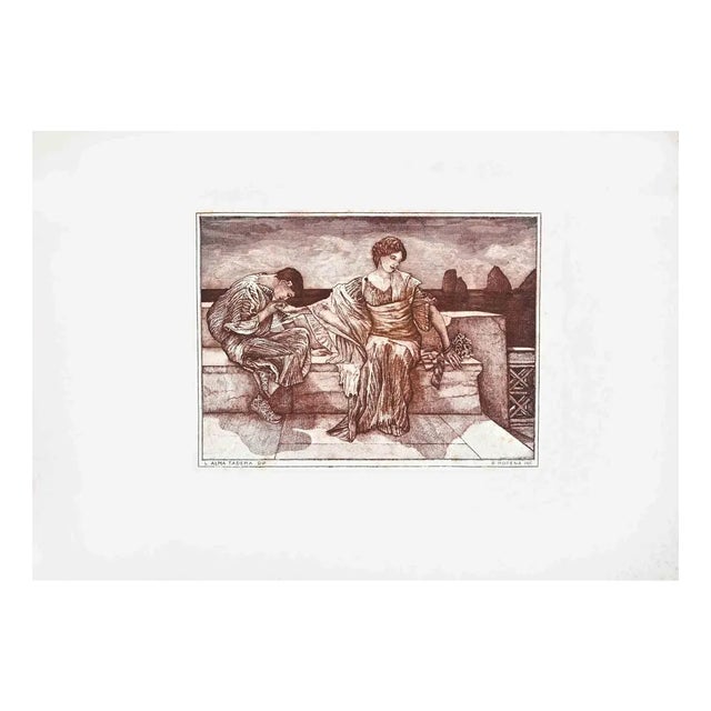 Riccardo Morena, The Kiss, Etching, 20th-Century For Sale