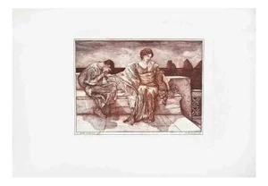 Riccardo Morena, The Kiss, Etching, 20th-Century