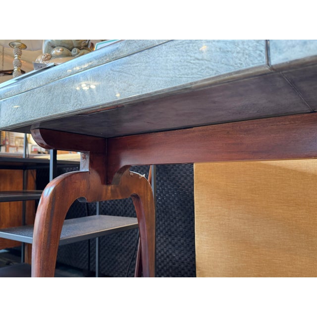 Luxurious Desk With Granite Laminate + Walnut Legs For Sale - Image 10 of 12