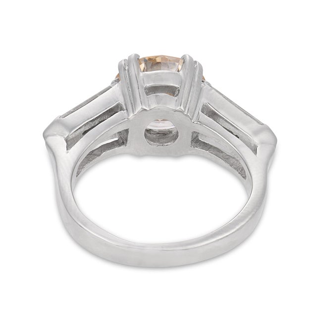 1960s Mid Century Gia 2.89 Carat Diamond Platinum Engagement Ring, Size 6 For Sale In Los Angeles - Image 6 of 8