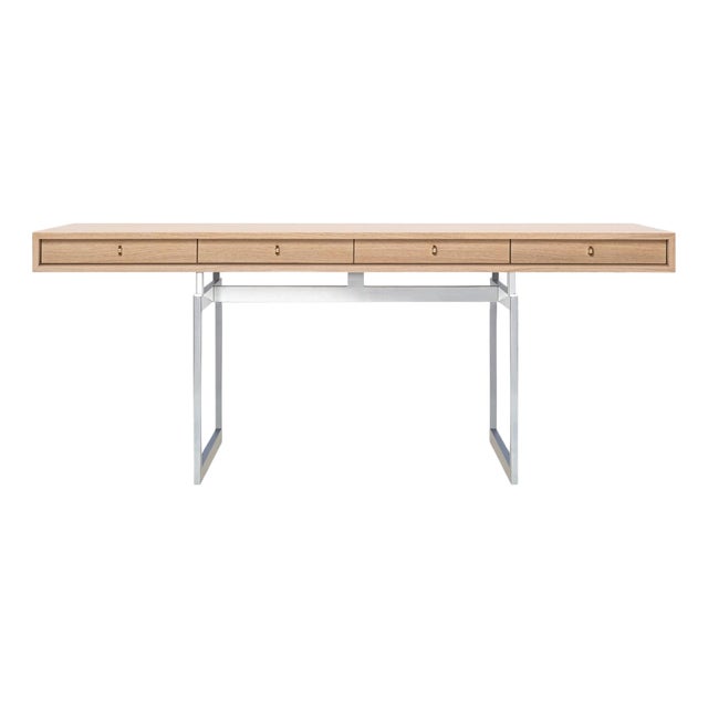 Stainless Steel and Natural Oak Office Desk by Bodil Kjaer for Karakter For Sale