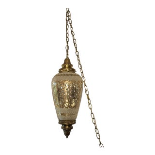 Mid-Century Hollywood Regency Brass Hanging Pendant Light For Sale