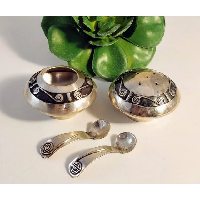 Vintage Native American Southwest Sterling Salt Cellar Pepper For Sale In Fayetteville, AR - Image 6 of 7