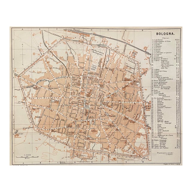 Antique Map of Bologna Italy For Sale