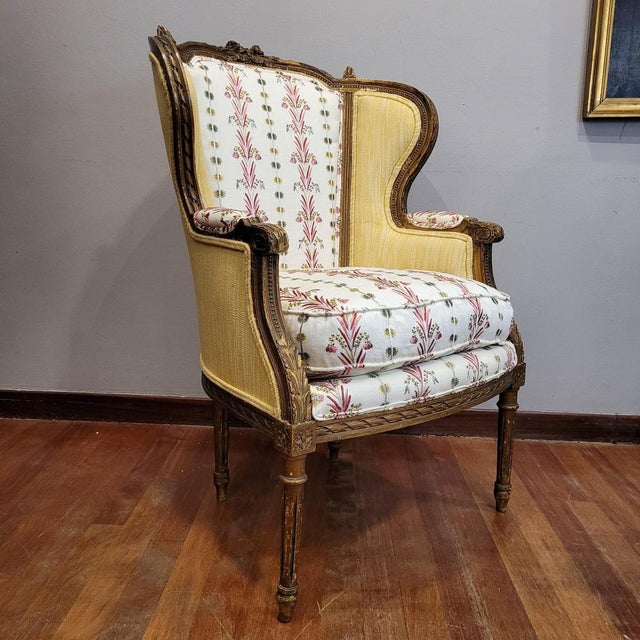 Napoleon III Wooden Corbeille Armchair with Pierre Frey Upholstery, France, 1820s For Sale - Image 5 of 18