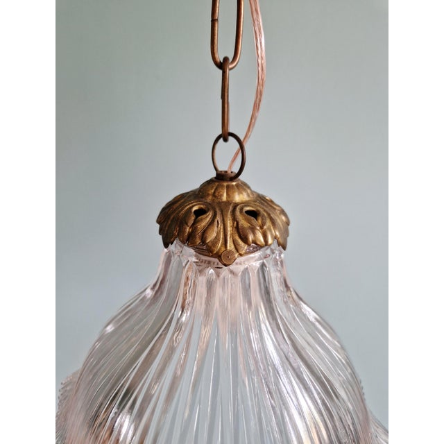 Metal Pendant Light in Grooved Clear Glass from Holophane, 1930s For Sale - Image 7 of 14