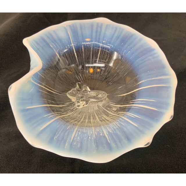 Vintage Northwood Dolphin White Opalescent and Clear Glass Bowl For Sale In Providence - Image 6 of 9
