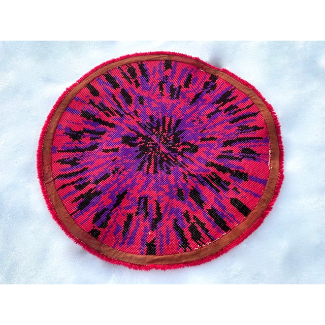 Vintage Scandinavian Round Wool High-Pile Rug, 1970s For Sale - Image 10 of 12