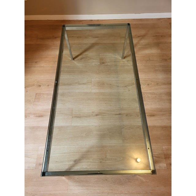 Coffee Table with Chrome Base and Glass Top by Florence Knoll For Sale - Image 5 of 9