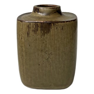 Vintage Stoneware Vase in Brown Glazes by Valdemar Petersen for Bing & Grondahl, 1960s For Sale