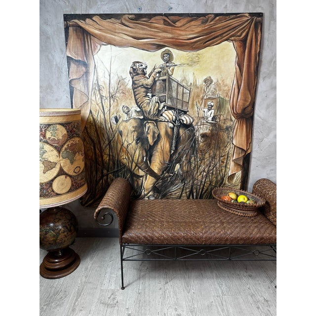 Modern S. Mas, Scene with Tiger Attack, 20th Century, Painting For Sale - Image 3 of 7