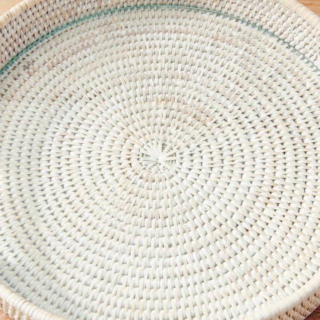 Farmhouse Burma Rattan Round Serving Tray For Sale - Image 3 of 4