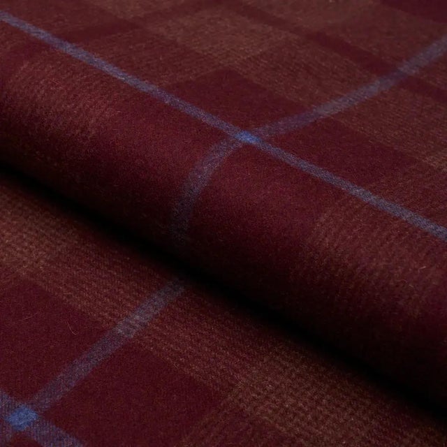 Textile 18" Schumacher Montana Wool Plaid 66665 Pillow in Burgundy For Sale - Image 7 of 18