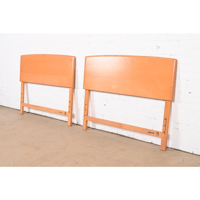 A sleek and stylish pair of Mid-Century Modern twin headboards By Heywood Wakefield USA, 1950s Sculpted solid birch, in...