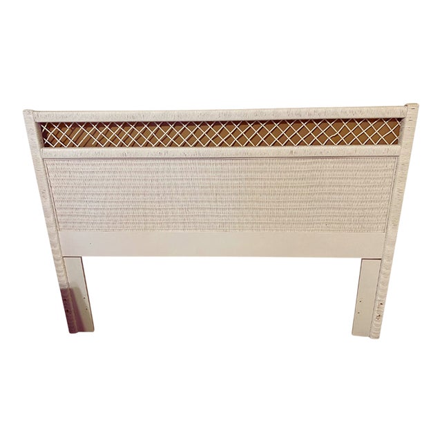 1980s Henry Link White Wicker Queen Headboard Chairish