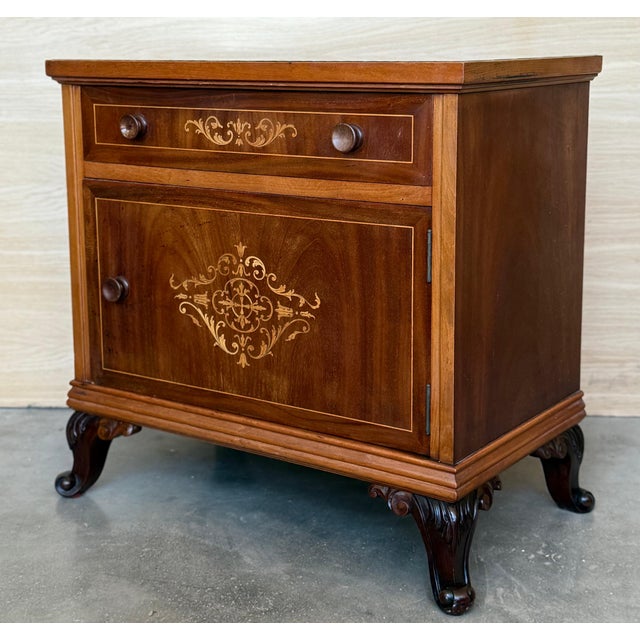 Pair of French Antique Bedside Cabinet Marquetry Nightstand, circa 1890 For Sale - Image 4 of 18