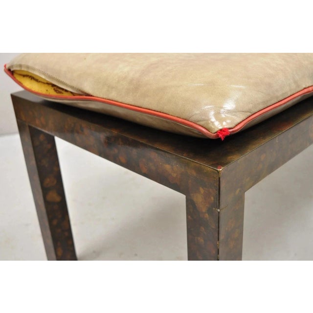 Mid Century Modern Brown Tortoiseshell Lacquer 54" Parsons Bench Coffee Table For Sale - Image 9 of 12