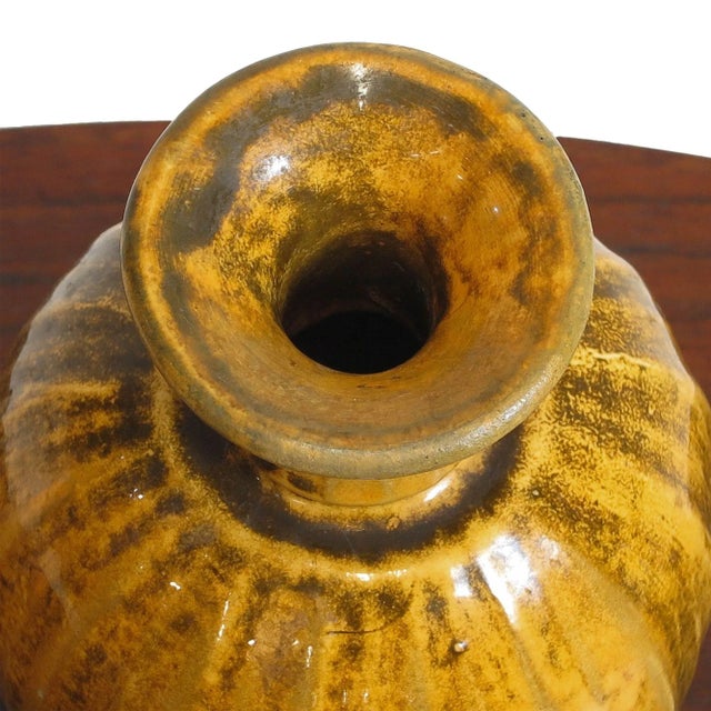 1910s Herman Kahler Yellow Danish Ceramic Vase For Sale - Image 4 of 6