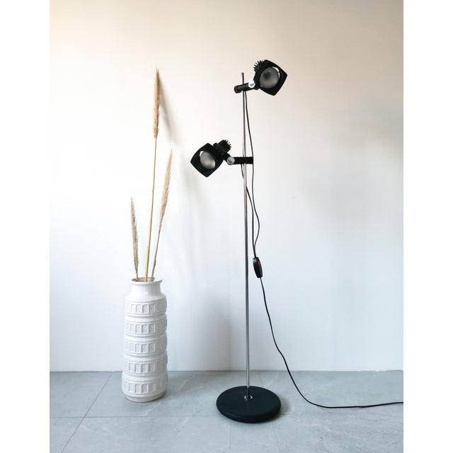 Mid-Century German Chrome and Black Floor Lamp from Hustadt Leuchten, 1960s For Sale - Image 4 of 12