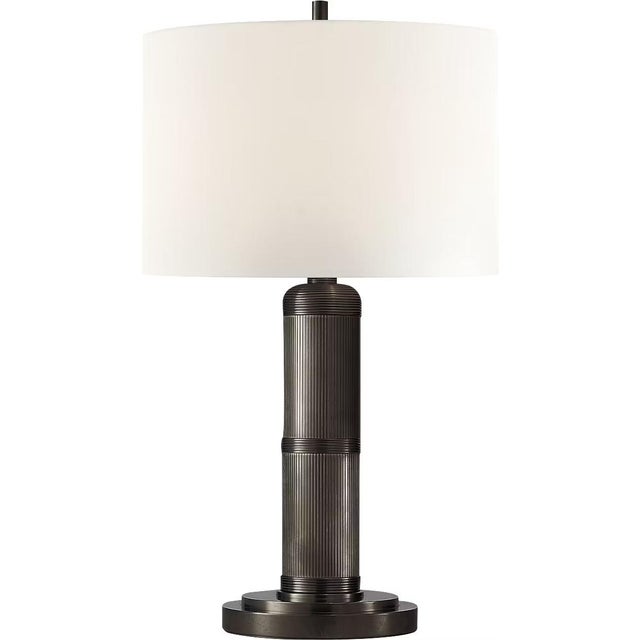 Modern Thomas O'Brien by Visual Comfort Signature Longacre Small Table Lamp in Bronze with Linen Shade For Sale - Image 3 of 3