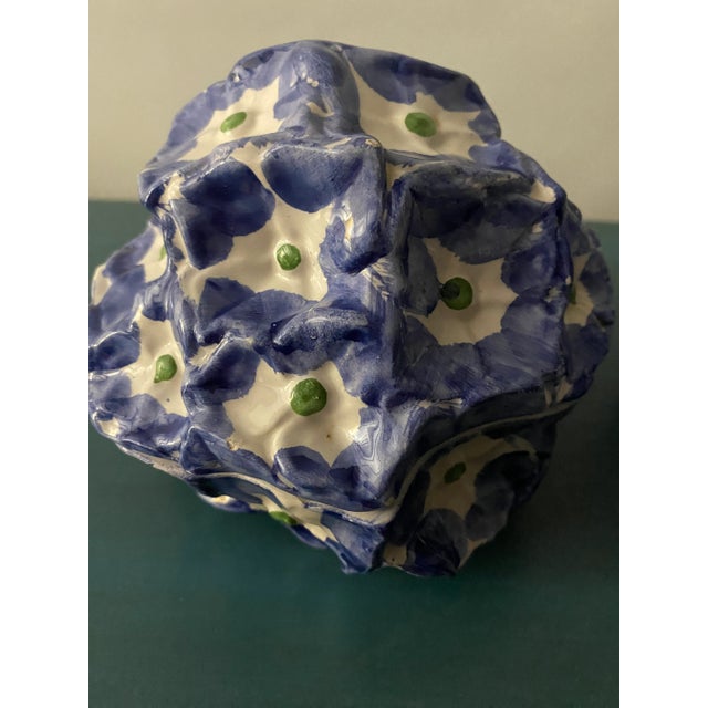 Italian Mid 20th Century Majolica Blue and White Rounded Boxes-Set of 2 For Sale - Image 10 of 12