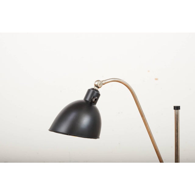 Type K Floor Lamp in Black Cast Metal Base and Lacquered Sheet Metal Shade with Rotary Switch by Christian Dell for Belmag, 1932 For Sale - Image 5 of 13