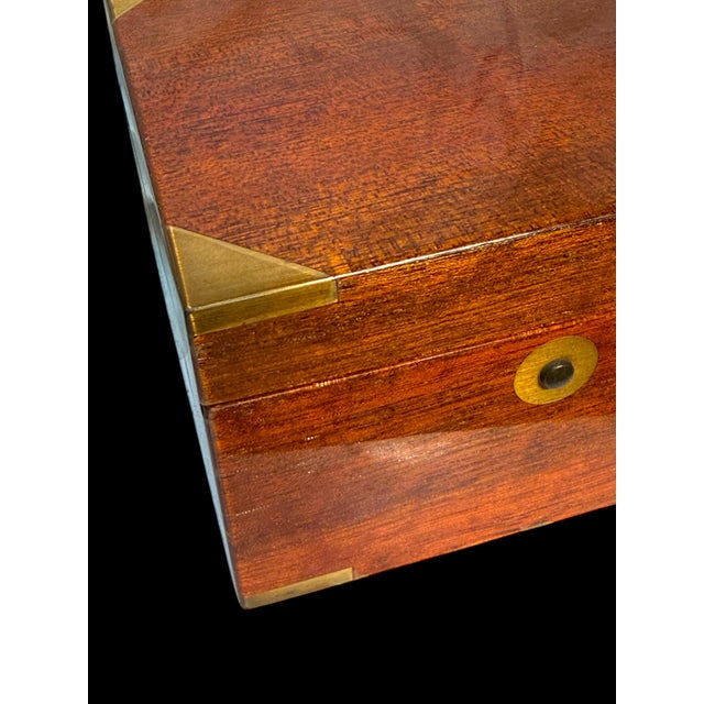 A Tiffany & Co. Swiss Brass Mounted Mahogany Cased Desk Timepiece For Sale - Image 10 of 10